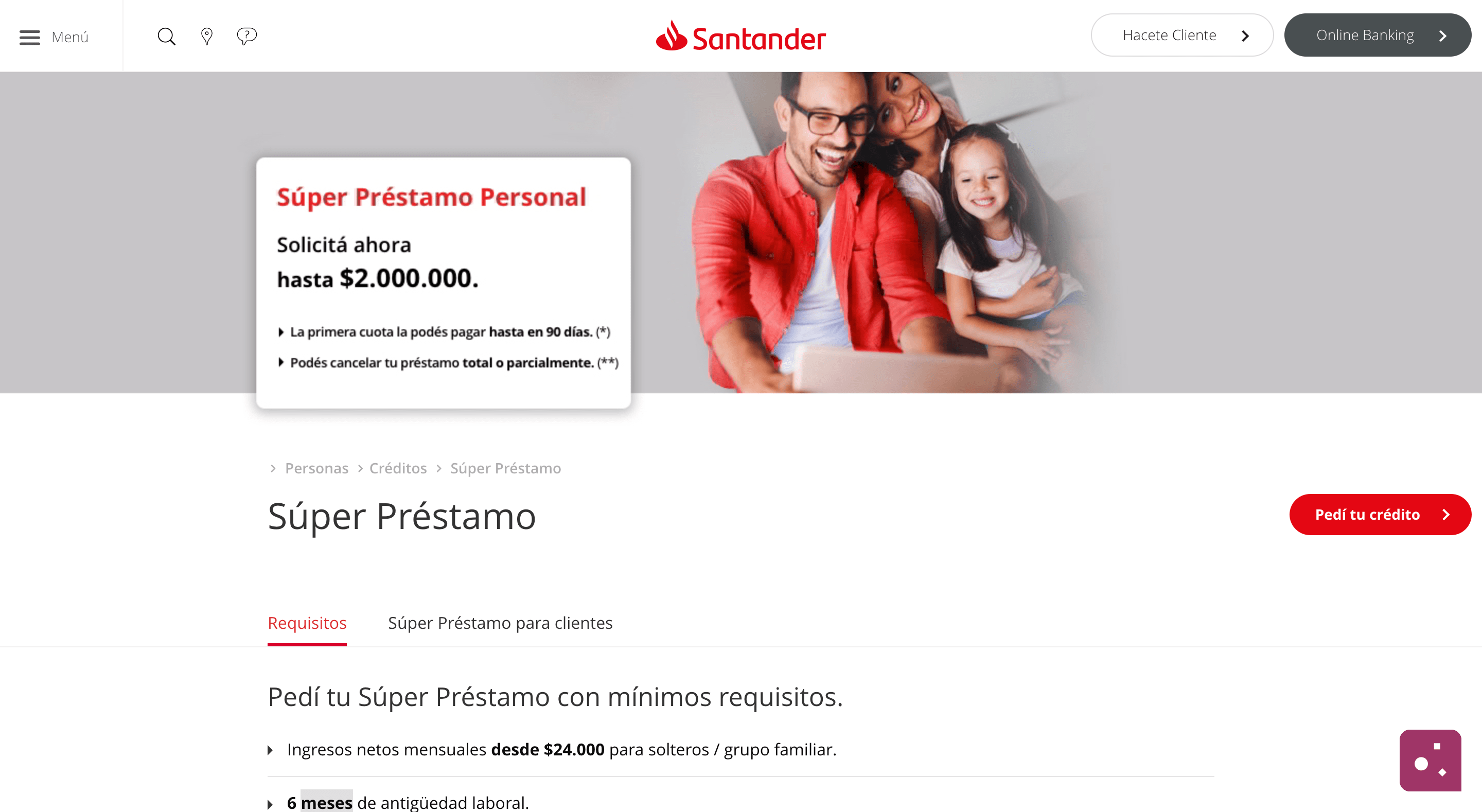 Santander Río Crédito de hasta $2 000 000