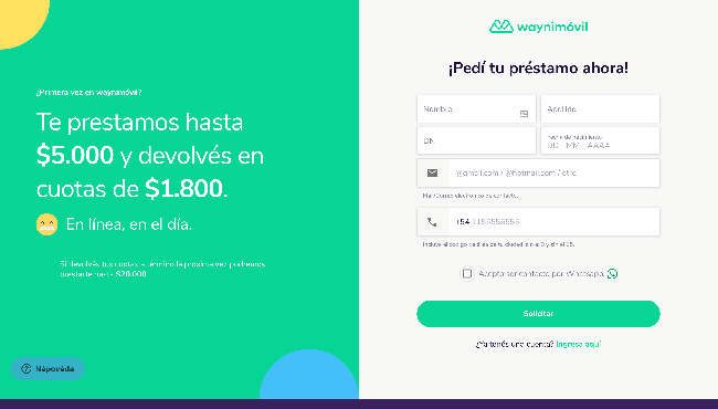Wayni Móvi - Préstamo de hasta $20 000