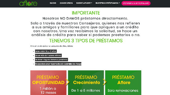 Aflore - Préstamo de hasta $5 000 000