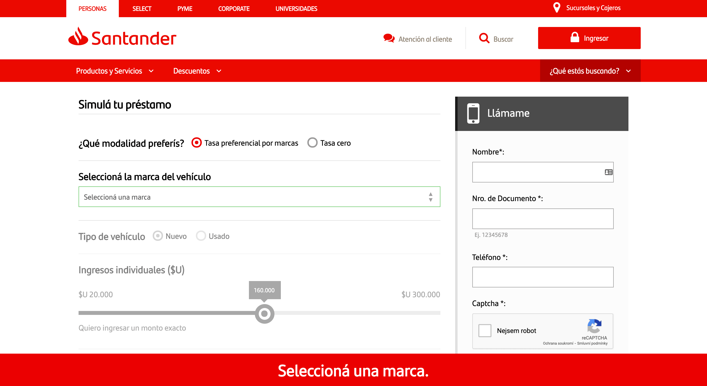 Santander - Crédito Coche